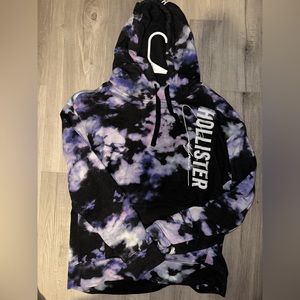 Hollister mens black purple and white pullover hoodie